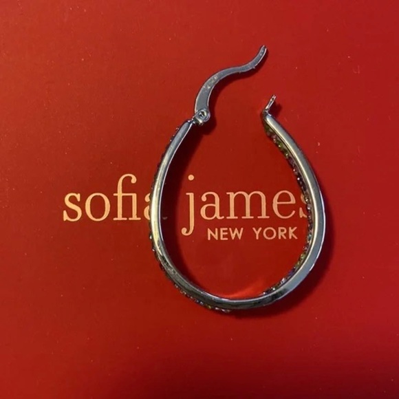 Swarovski Fine Silver Hoop Earrings Silver Plated Sofia James New York Brand New - Picture 5 of 7
